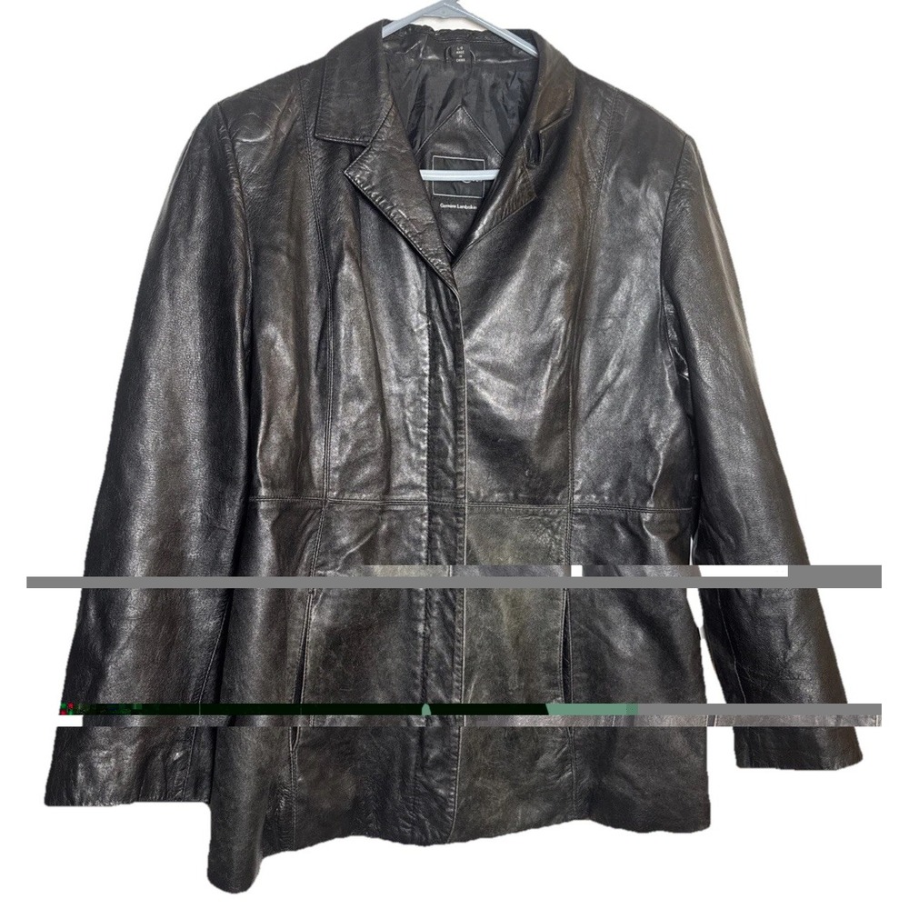 Vintage Outbrook‎ Women's Black Lambskin Leather Blazer Jacket L Lined